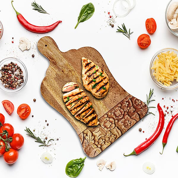 NAKKASHI Handcrafted Wooden Chopping Board (Size 35.5X19.5 Cm)