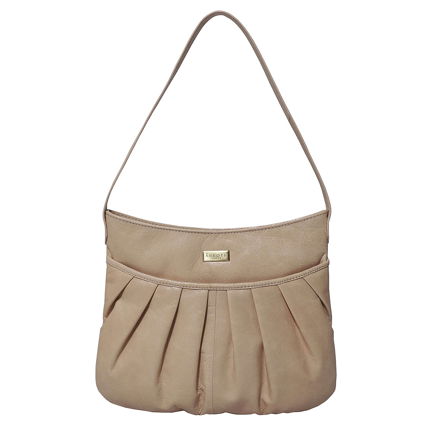 ASSOTS LONDON Evie Genuine Pebble Grain Leather Shoulder Bag - Nude