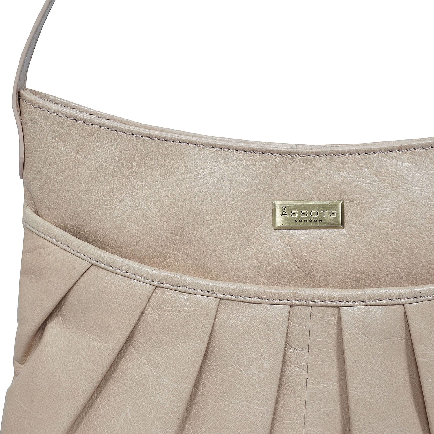 ASSOTS LONDON Evie Genuine Pebble Grain Leather Shoulder Bag - Nude