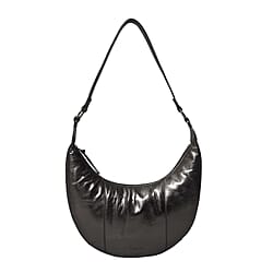 ASSOTS LONDON Layla Genuine Leather Fully Lined Hobo Shoulder Bag - Pewter