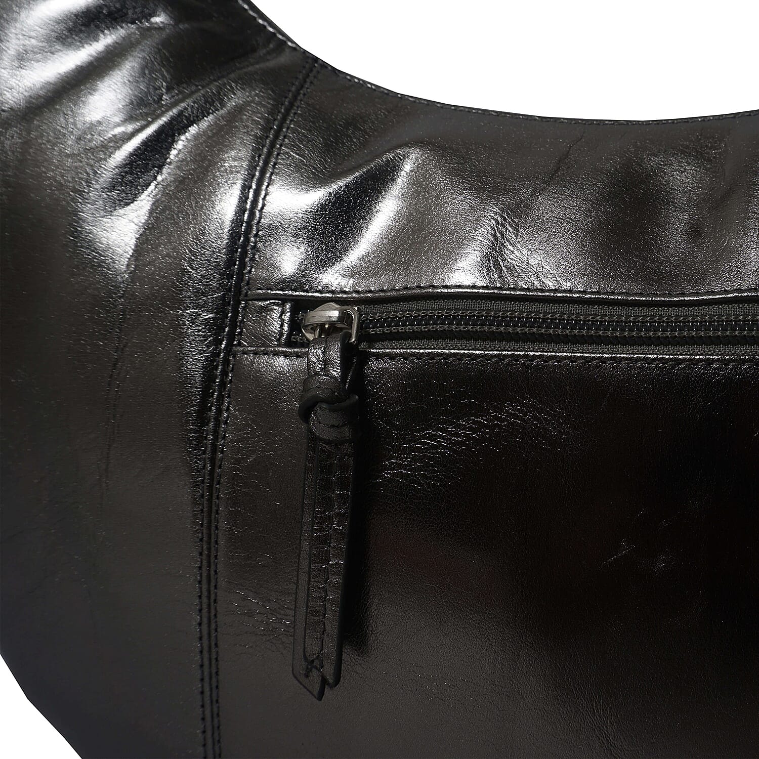 ASSOTS LONDON Layla Genuine Leather Fully Lined Hobo Shoulder Bag - Pewter