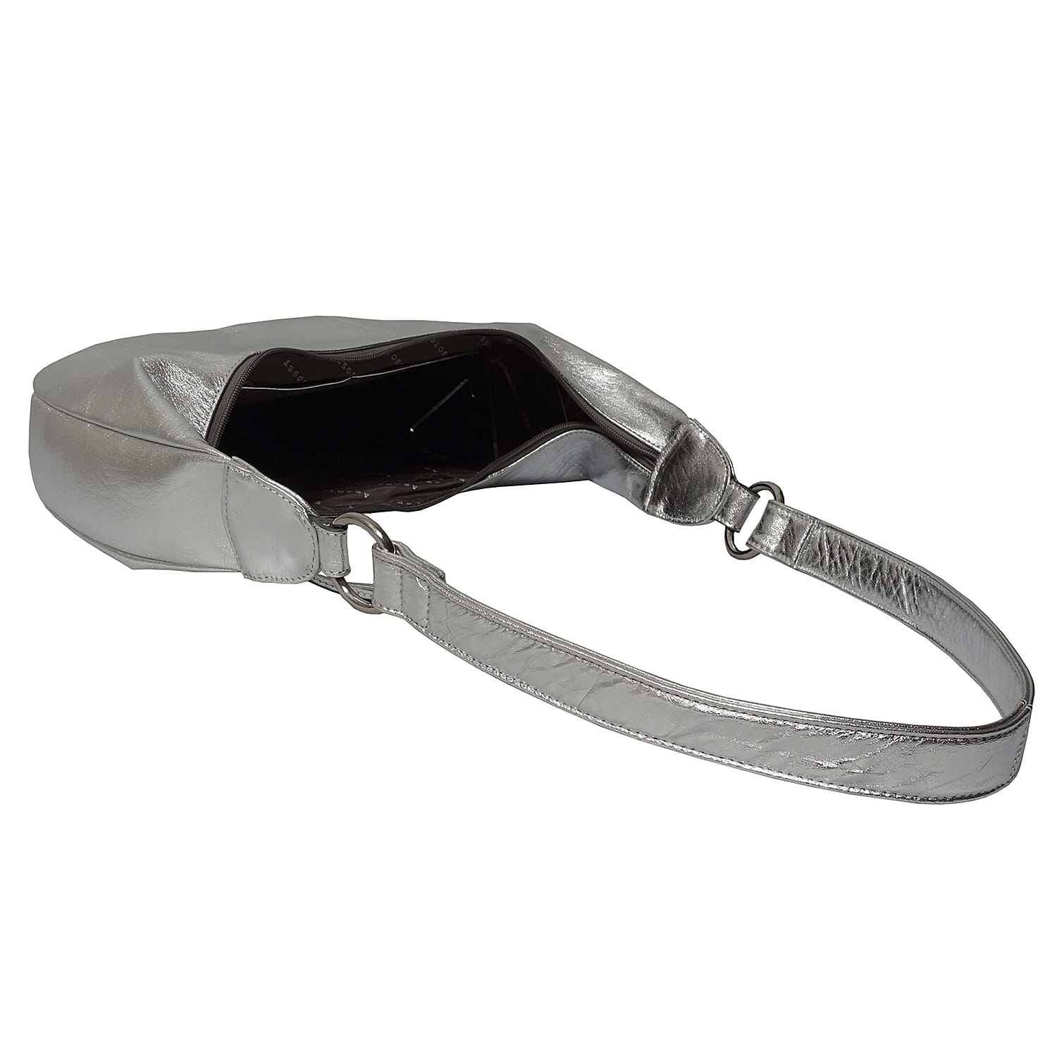 ASSOTS LONDON Layla Genuine Leather Fully Lined Hobo Shoulder Bag - Silver