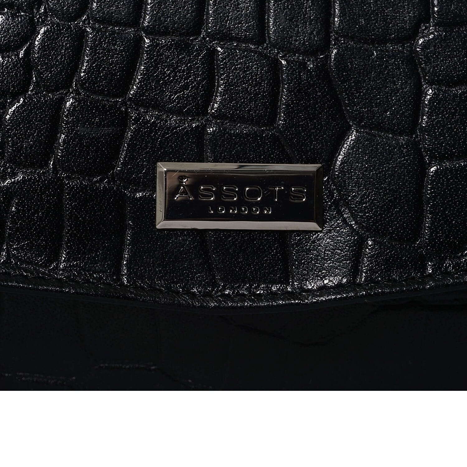 ASSOTS LONDON Matilda Genuine Croc Leather Fully Lined Organiser Crossbody Bag - Black