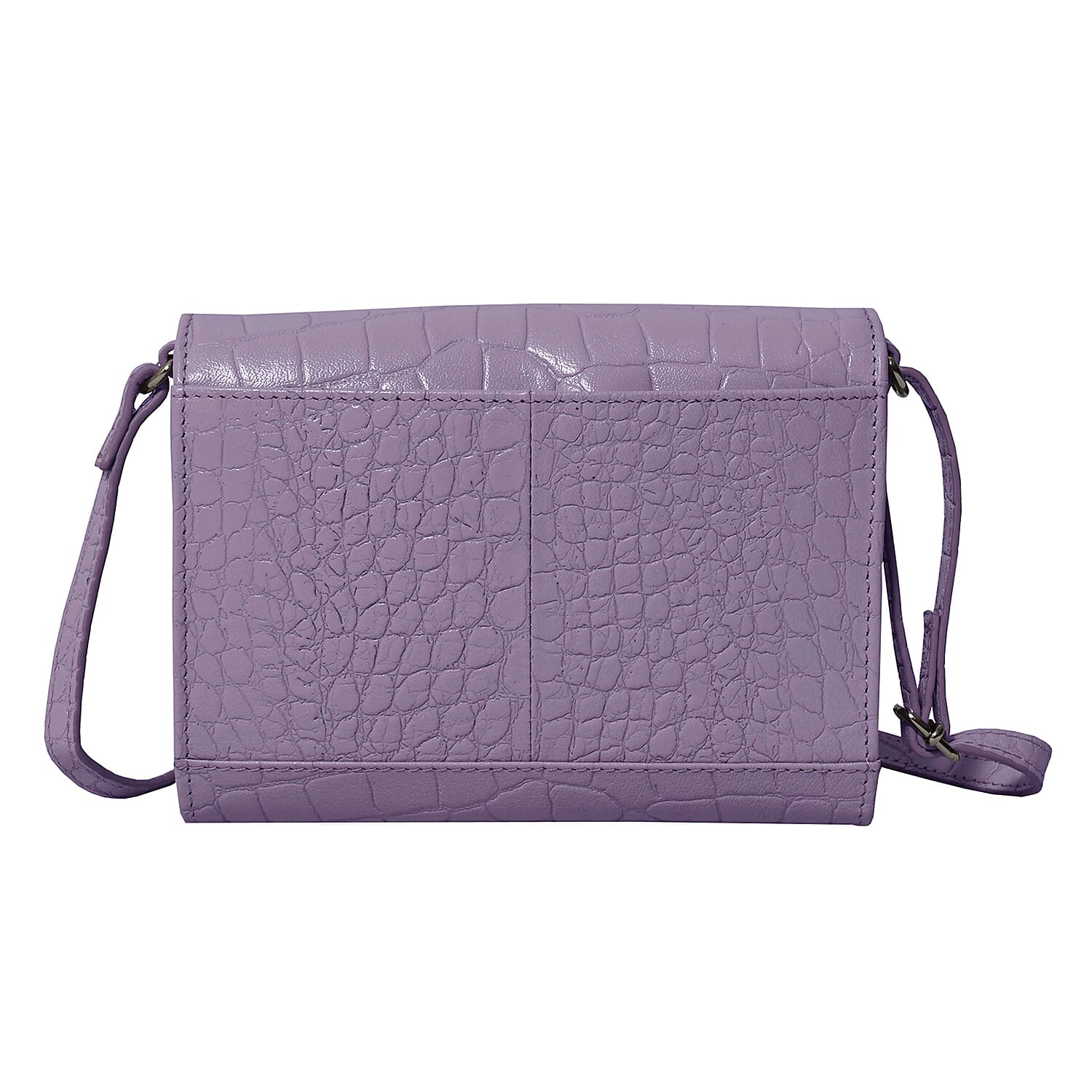 ASSOTS LONDON Matilda Genuine Leather Fully Lined Organiser Crossbody Bag - Lilac