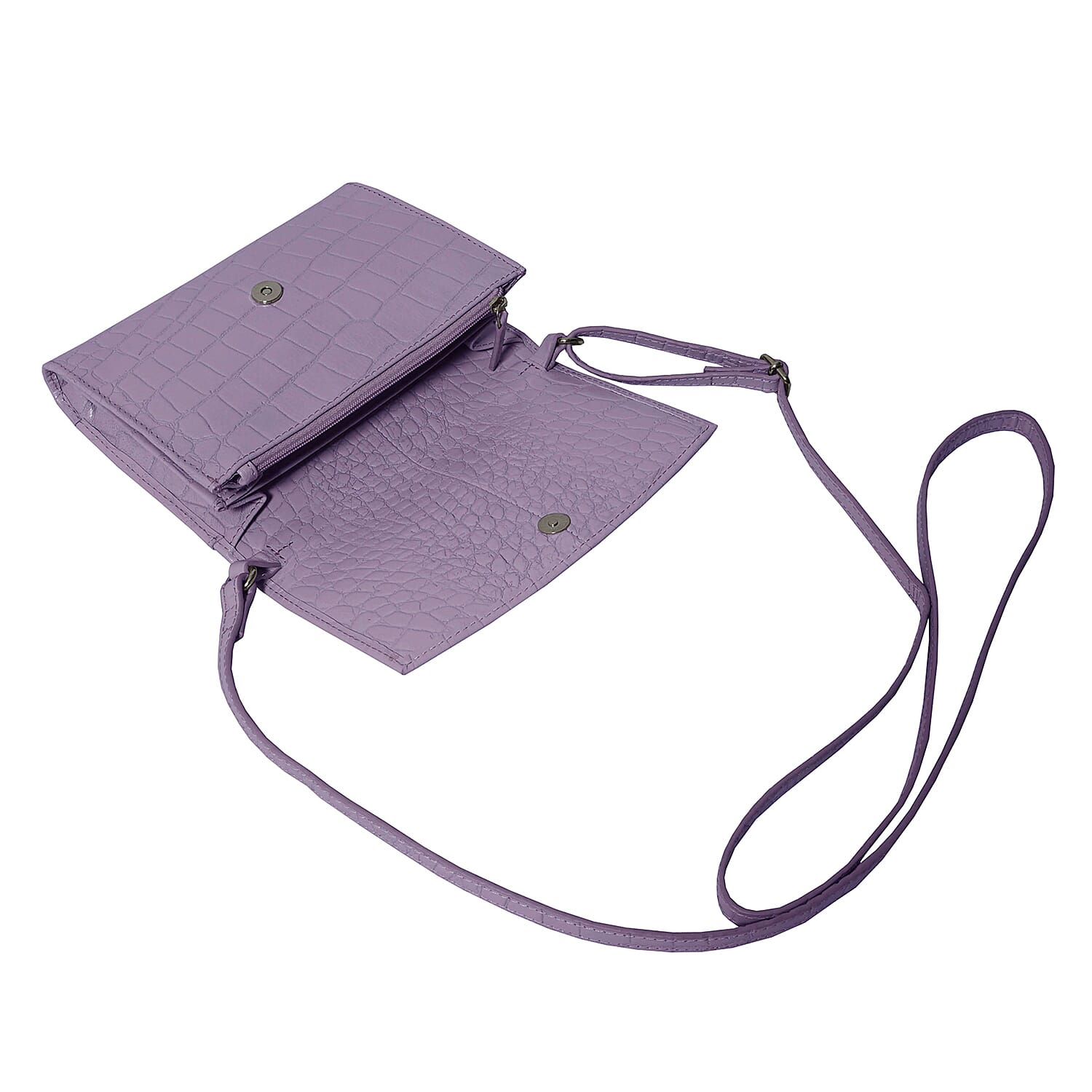 ASSOTS LONDON Matilda Genuine Leather Fully Lined Organiser Crossbody Bag - Lilac