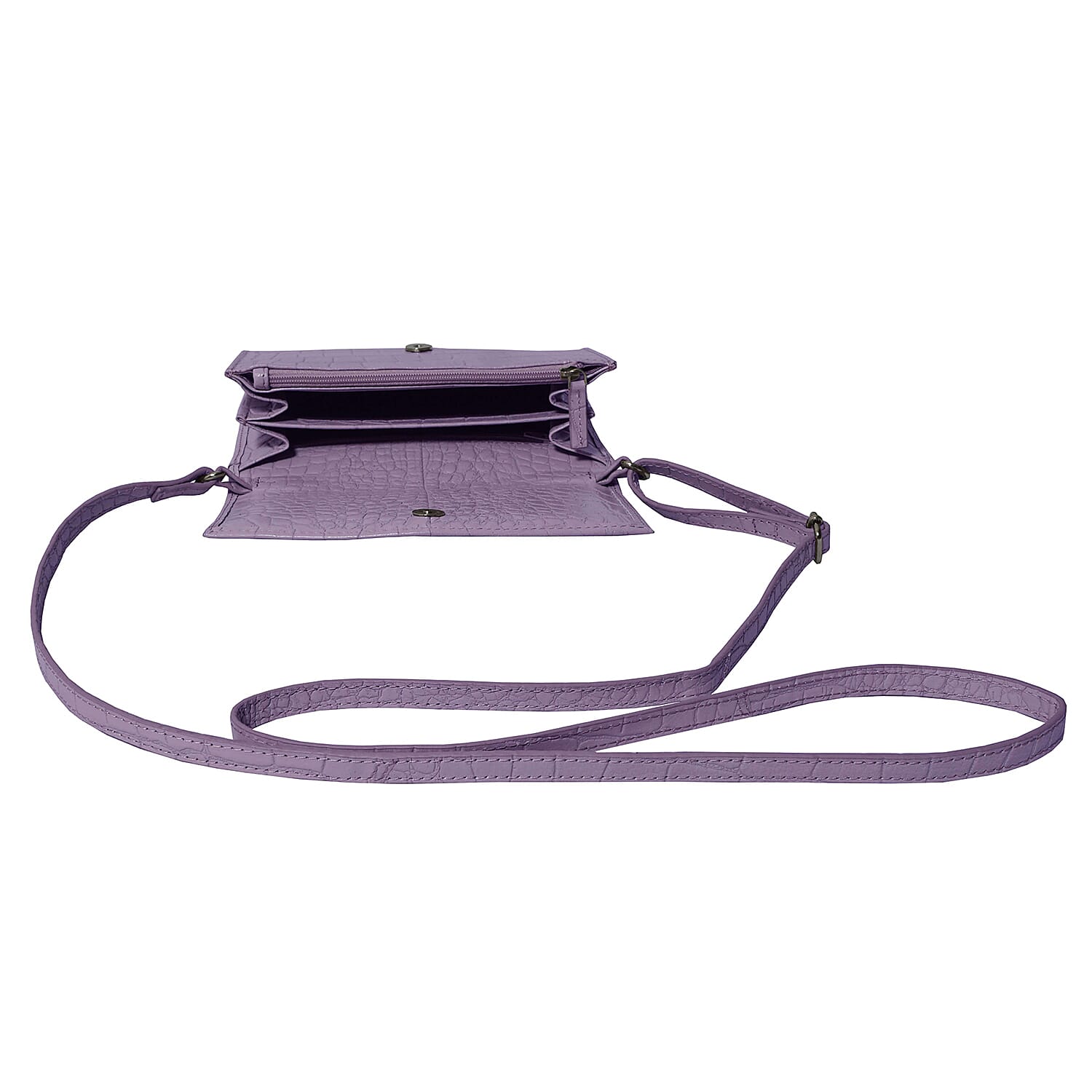 ASSOTS LONDON Matilda Genuine Leather Fully Lined Organiser Crossbody Bag - Lilac