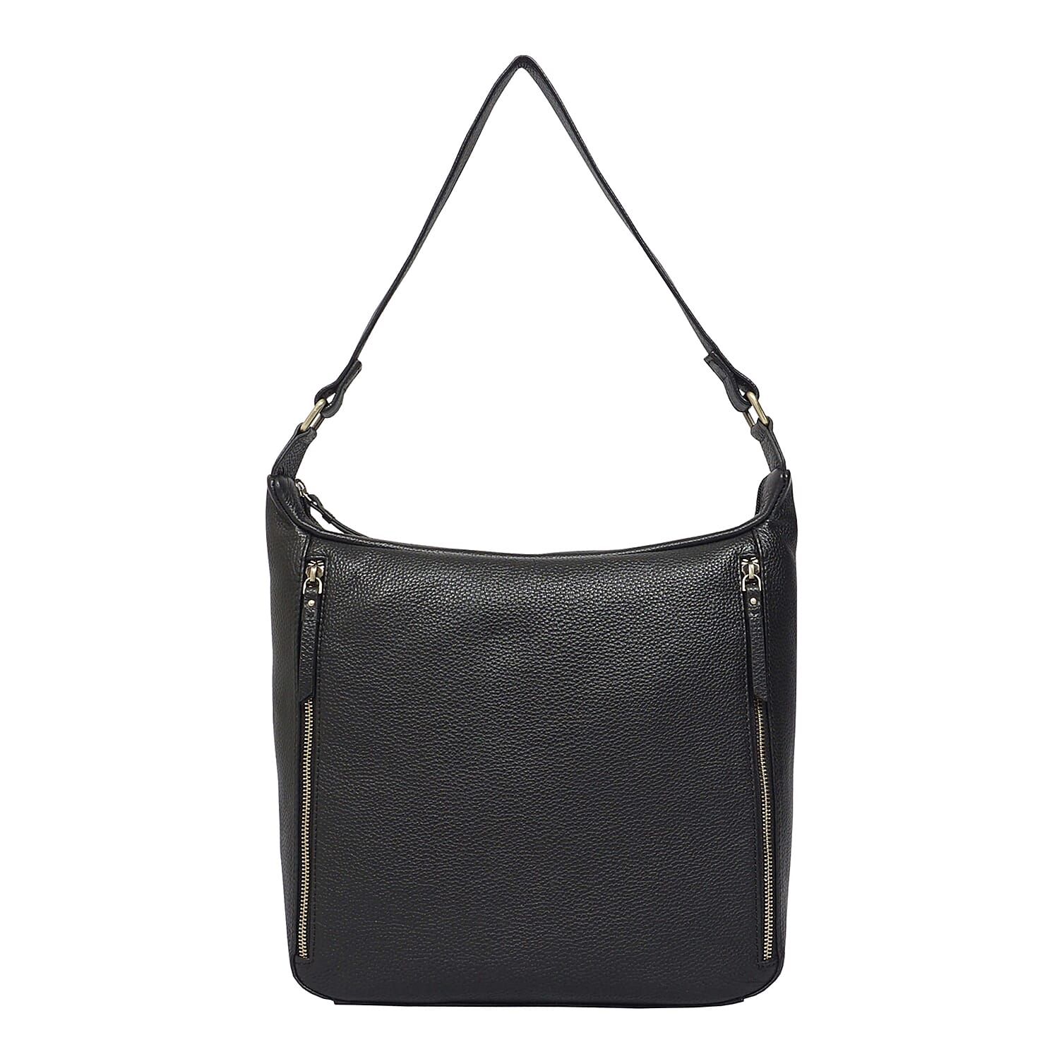 ASSOTS LONDON Pamela Genuine Pebble Grain Leather Hobo Shoulder Bag - Black