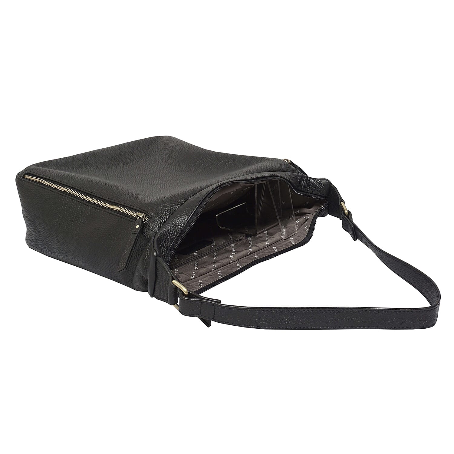 ASSOTS LONDON Pamela Genuine Pebble Grain Leather Hobo Shoulder Bag - Black