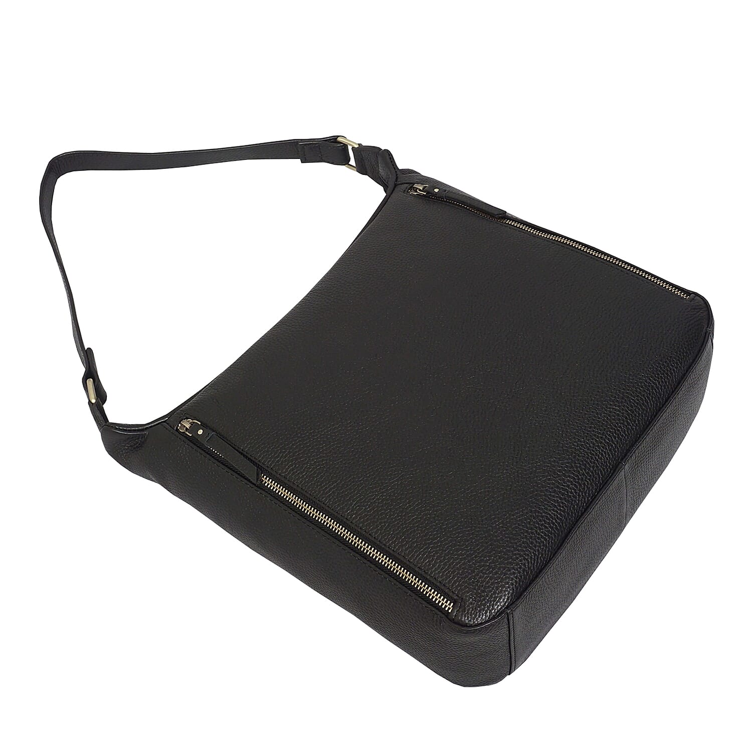 ASSOTS LONDON Pamela Genuine Pebble Grain Leather Hobo Shoulder Bag - Black