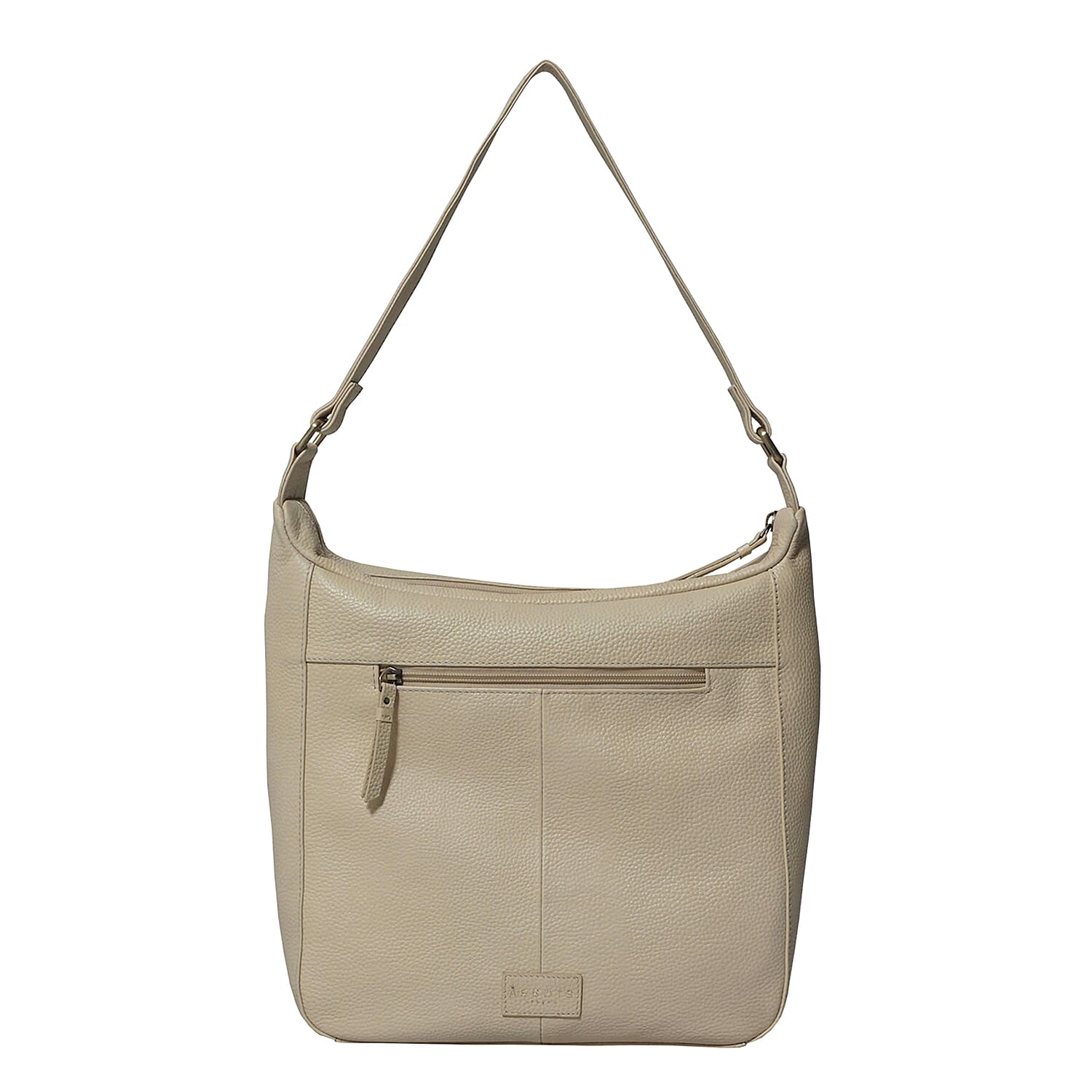 ASSOTS LONDON Pamela Genuine Pebble Grain Leather Hobo Shoulder Bag - Off White