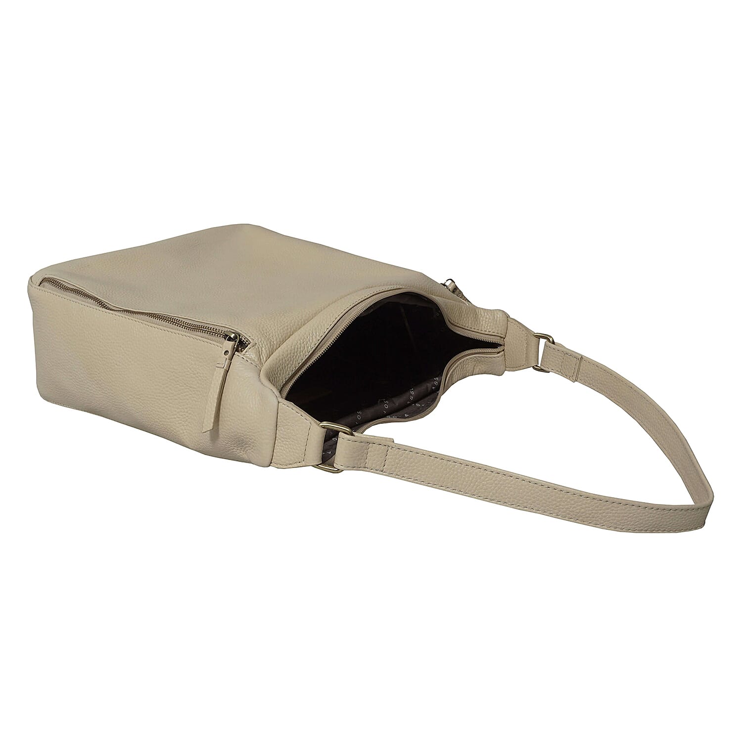 ASSOTS LONDON Pamela Genuine Pebble Grain Leather Hobo Shoulder Bag - Off White