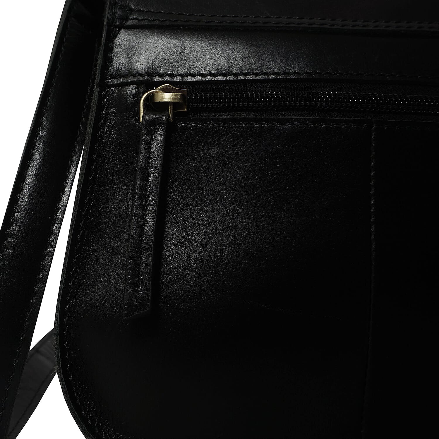 ASSOTS LONDON Nicola Genuine Smooth Leather Fully Lined Saddle Bag (Size 20x19x8 Cm) - Black