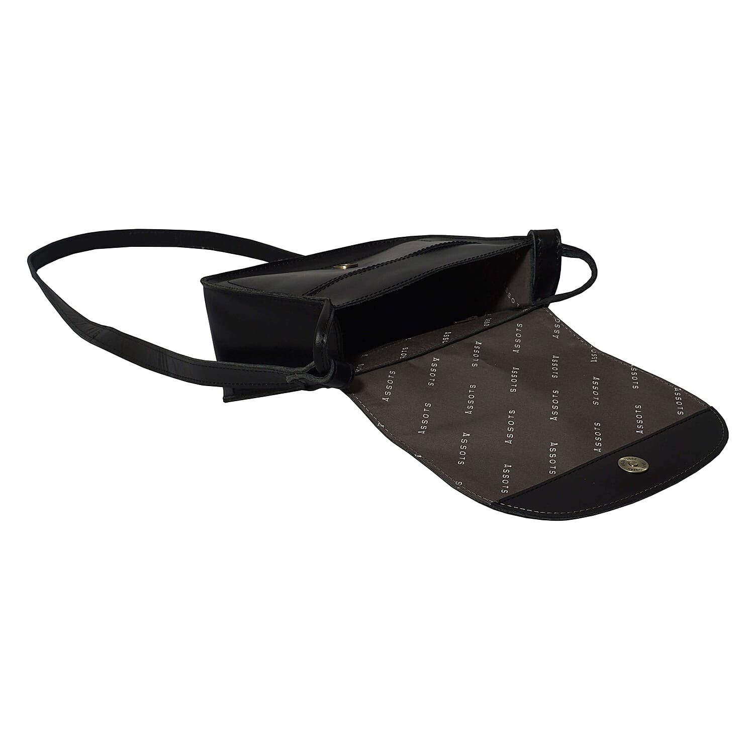 ASSOTS LONDON Nicola Genuine Smooth Leather Fully Lined Saddle Bag (Size 20x19x8 Cm) - Black