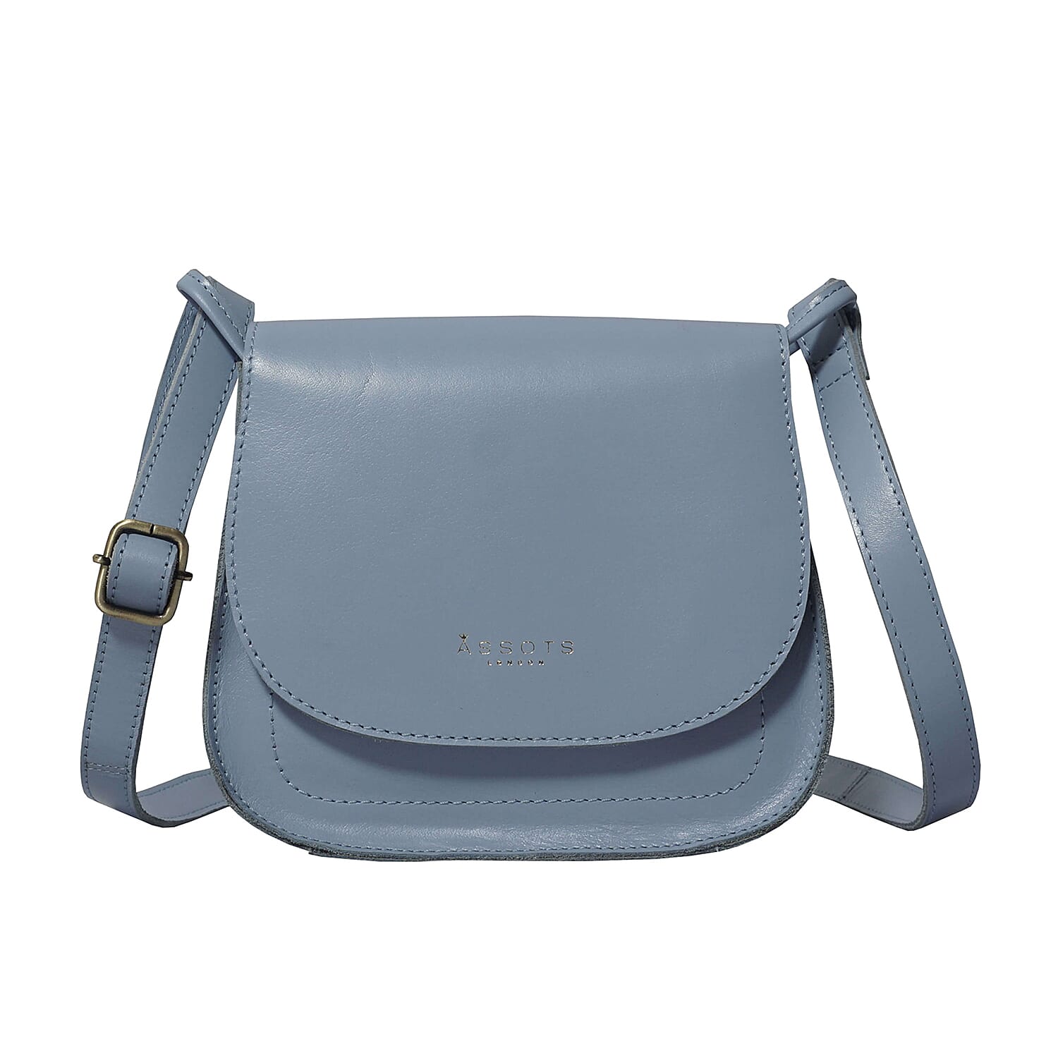 ASSOTS LONDON Nicola Genuine Leather Fully Lined Saddle Bag (Size 19x18x9 Cm) - Pastel Blue