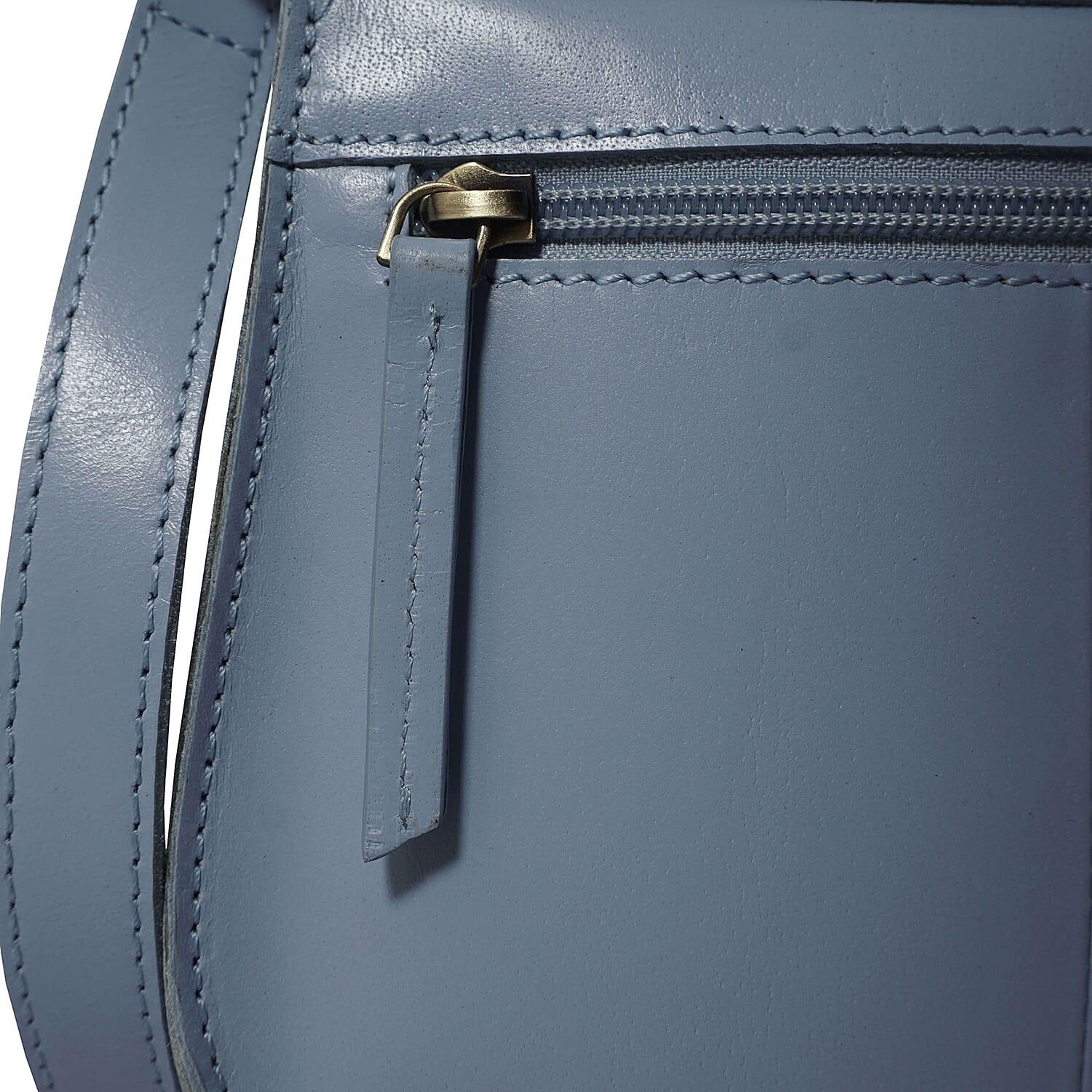 ASSOTS LONDON Nicola Genuine Leather Fully Lined Saddle Bag (Size 19x18x9 Cm) - Pastel Blue