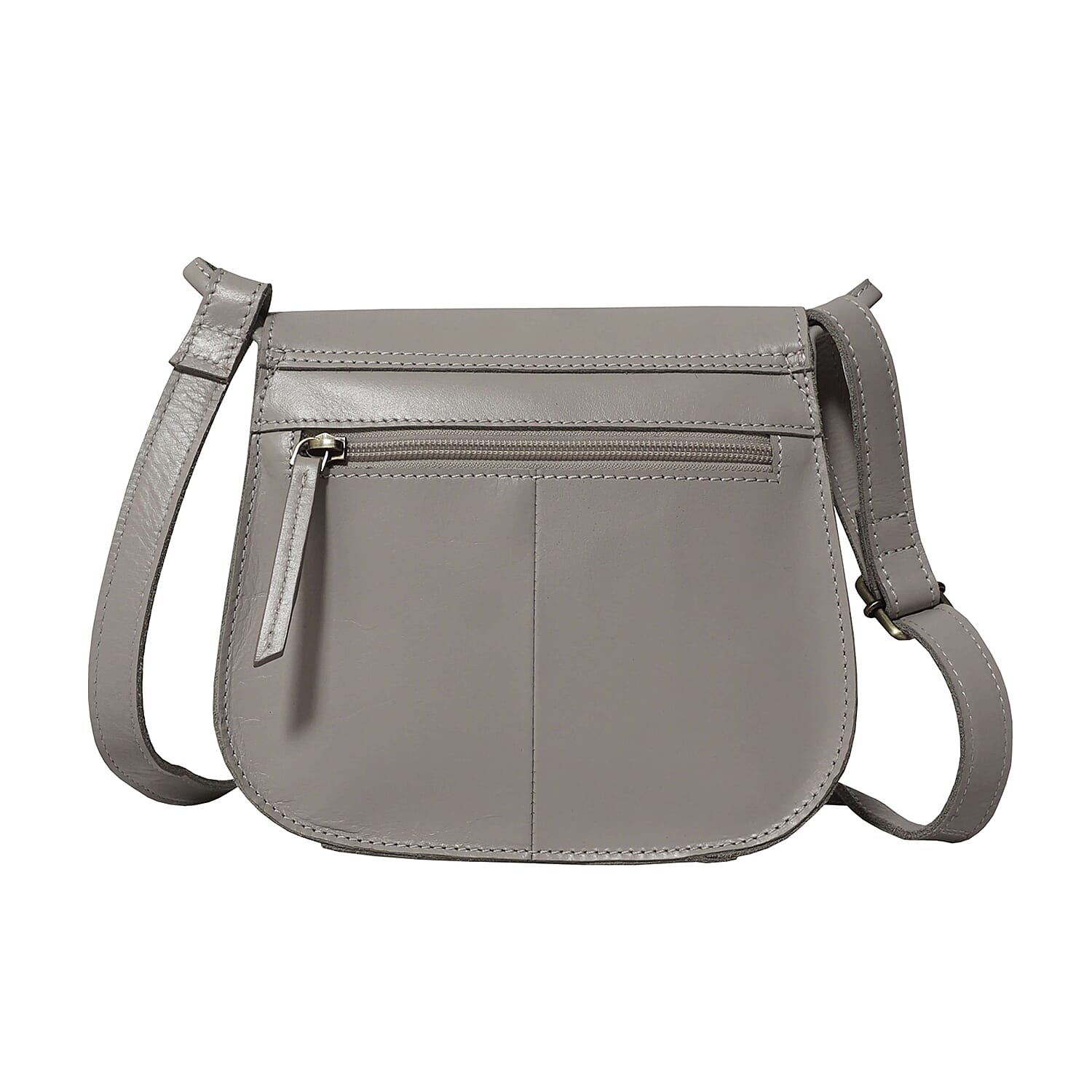 ASSOTS LONDON Nicola Genuine Leather Fully Lined Saddle Bag (Size 20x19x8 Cm) - Ice Grey
