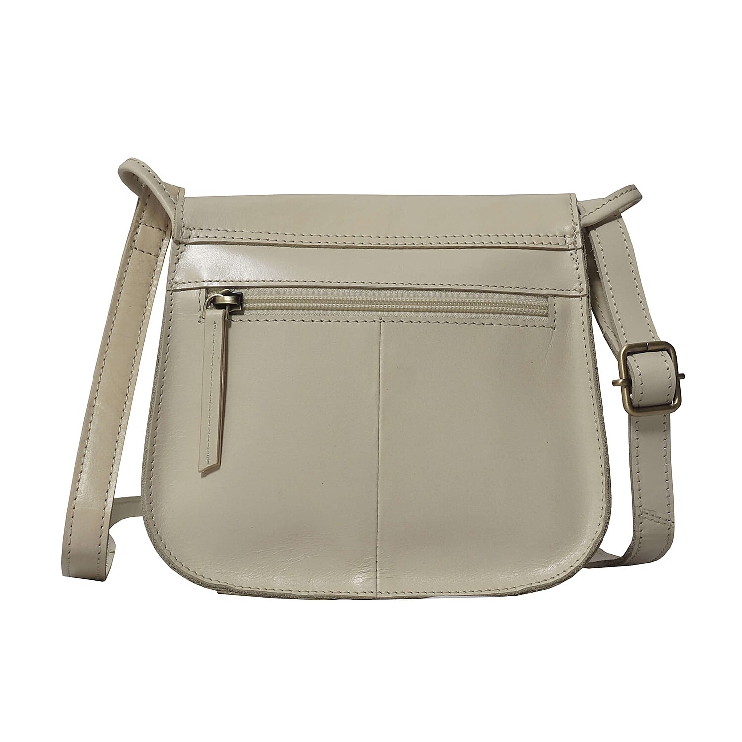 ASSOTS LONDON Nicola Genuine Leather Fully Lined Saddle Bag (Size 19x18x9 Cm) - Off White