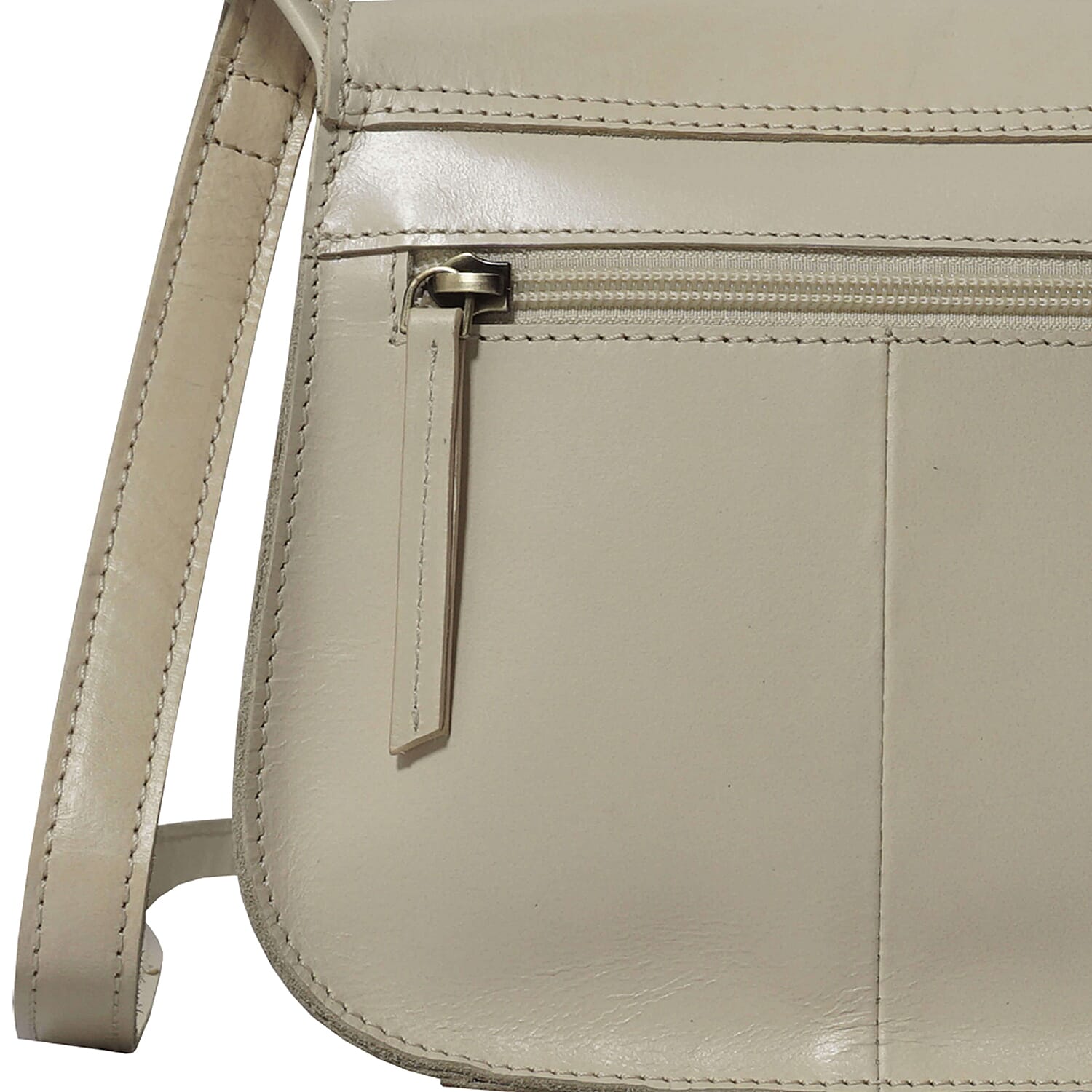 ASSOTS LONDON Nicola Genuine Leather Fully Lined Saddle Bag (Size 19x18x9 Cm) - Off White