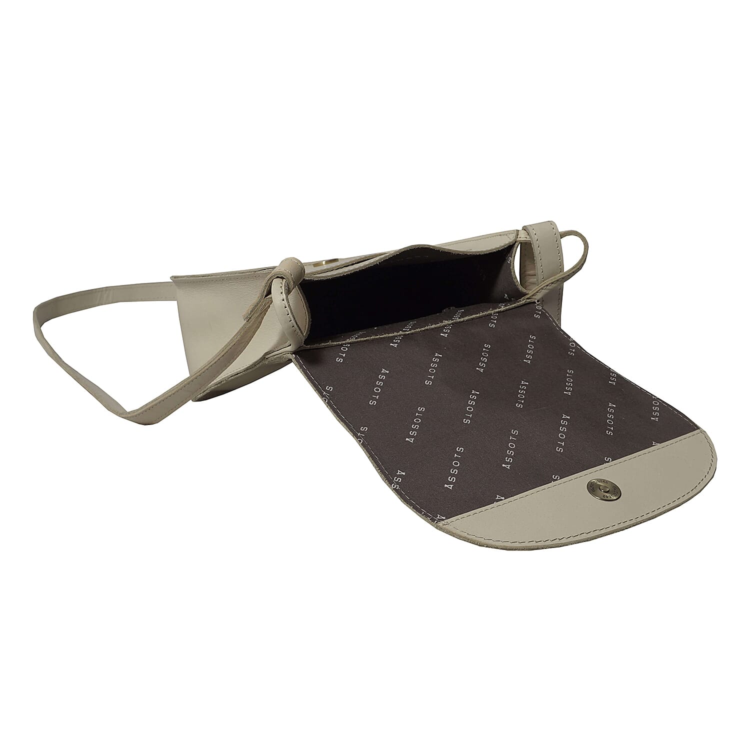 ASSOTS LONDON Nicola Genuine Leather Fully Lined Saddle Bag (Size 19x18x9 Cm) - Off White