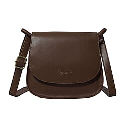 ASSOTS LONDON Nicola Genuine Croc Leather Fully Lined Saddle Bag - Tan