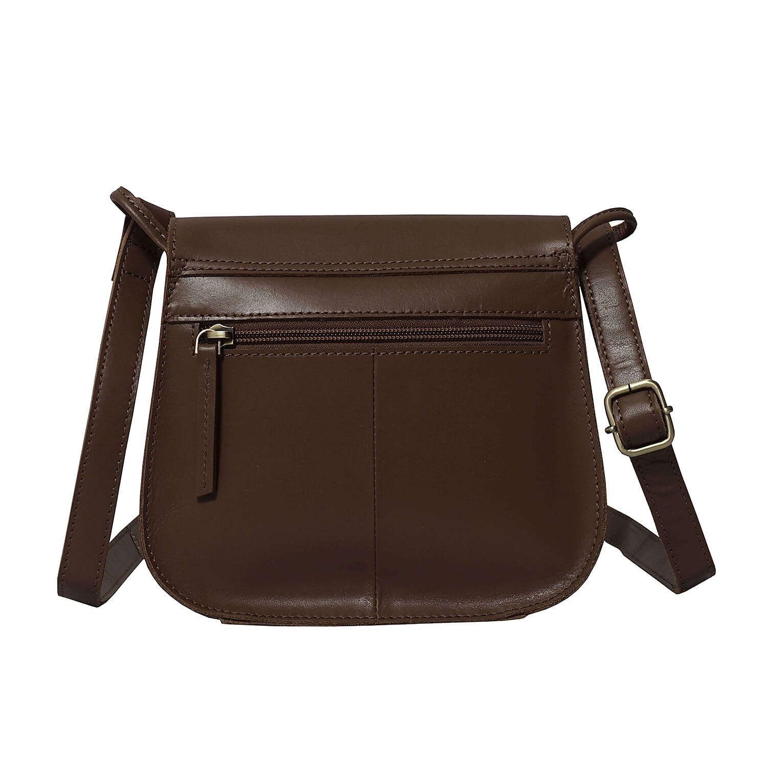 ASSOTS LONDON Nicola Genuine Leather Fully Lined Saddle Bag (Size 20x19x8 Cm) - Tan