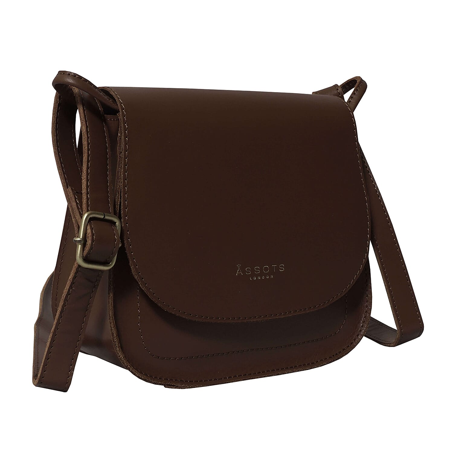 ASSOTS LONDON Nicola Genuine Leather Fully Lined Saddle Bag (Size 20x19x8 Cm) - Tan