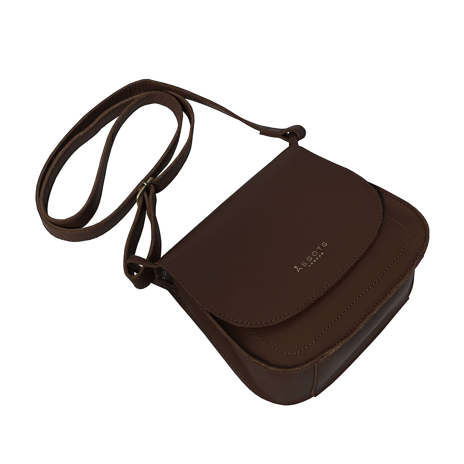 ASSOTS LONDON Nicola Genuine Leather Fully Lined Saddle Bag (Size 20x19x8 Cm) - Tan