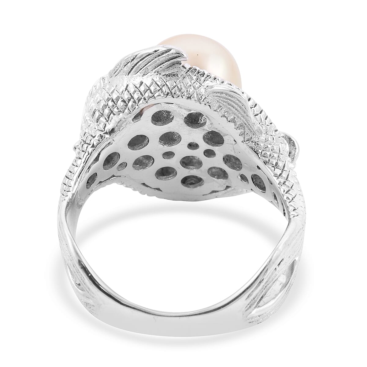 South Sea Pearl Fish Ring in Sterling Silver, Silver Wt. 8.10 GM