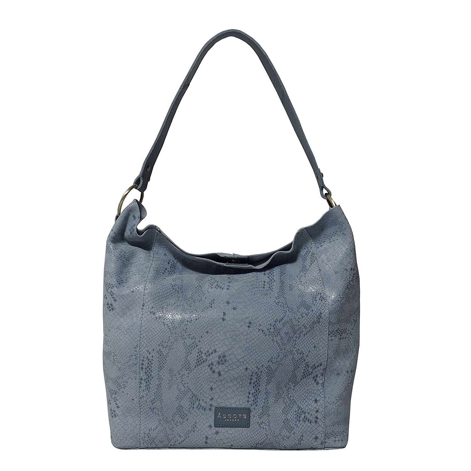 Assots London ESME Genuine Suede Leather Python Print Hobo Bag (Size 34x33x11 Cm) - Baby Blue