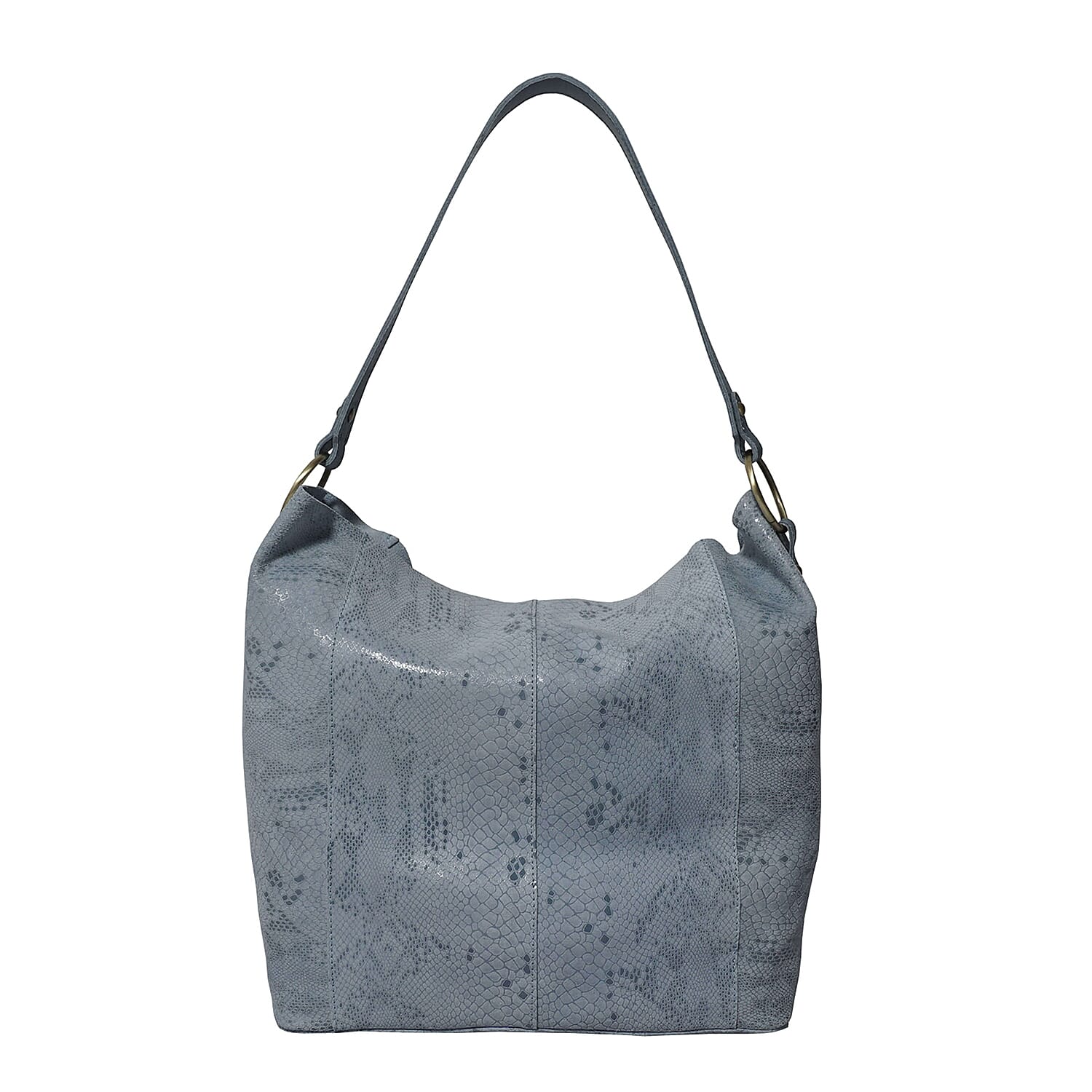 Assots London ESME Genuine Suede Leather Python Print Hobo Bag (Size 34x33x11 Cm) - Baby Blue