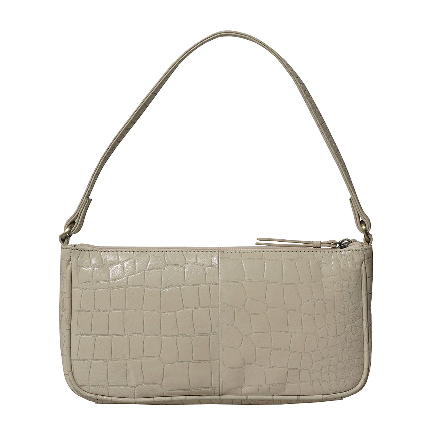 Assots London ZARA Off White Vintage Croc Real Leather Baguette