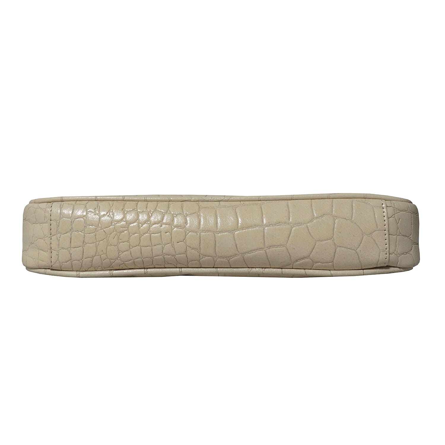 ASSOTS LONDON Zara 100% Genuine Leather Croc Embossed Handbag (Size 25x14x5 Cm) - Off White