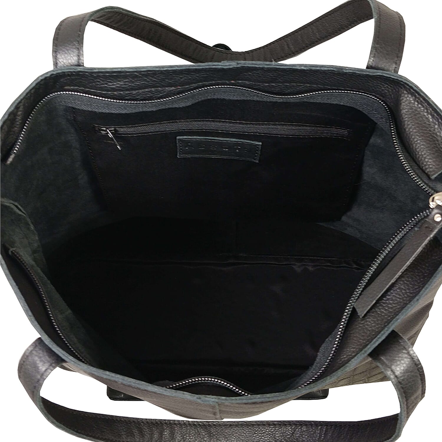 Assots London SIENNA Croc Leather Tote Bag in Black (Size 38x13x35 Cm)