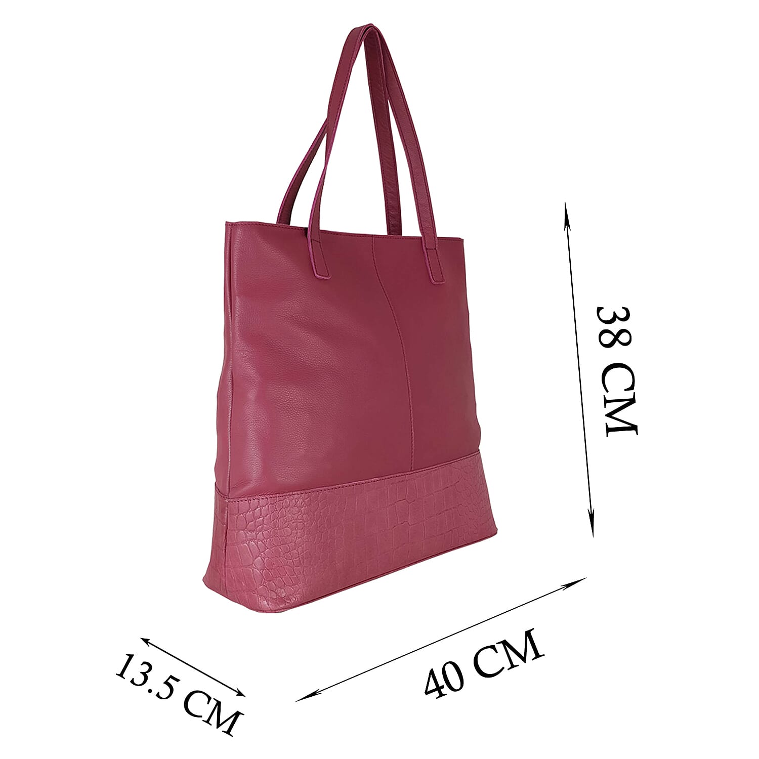 Assots London SIENNA Croc Leather Tote Bag in Black (Size 38x13x35 Cm)