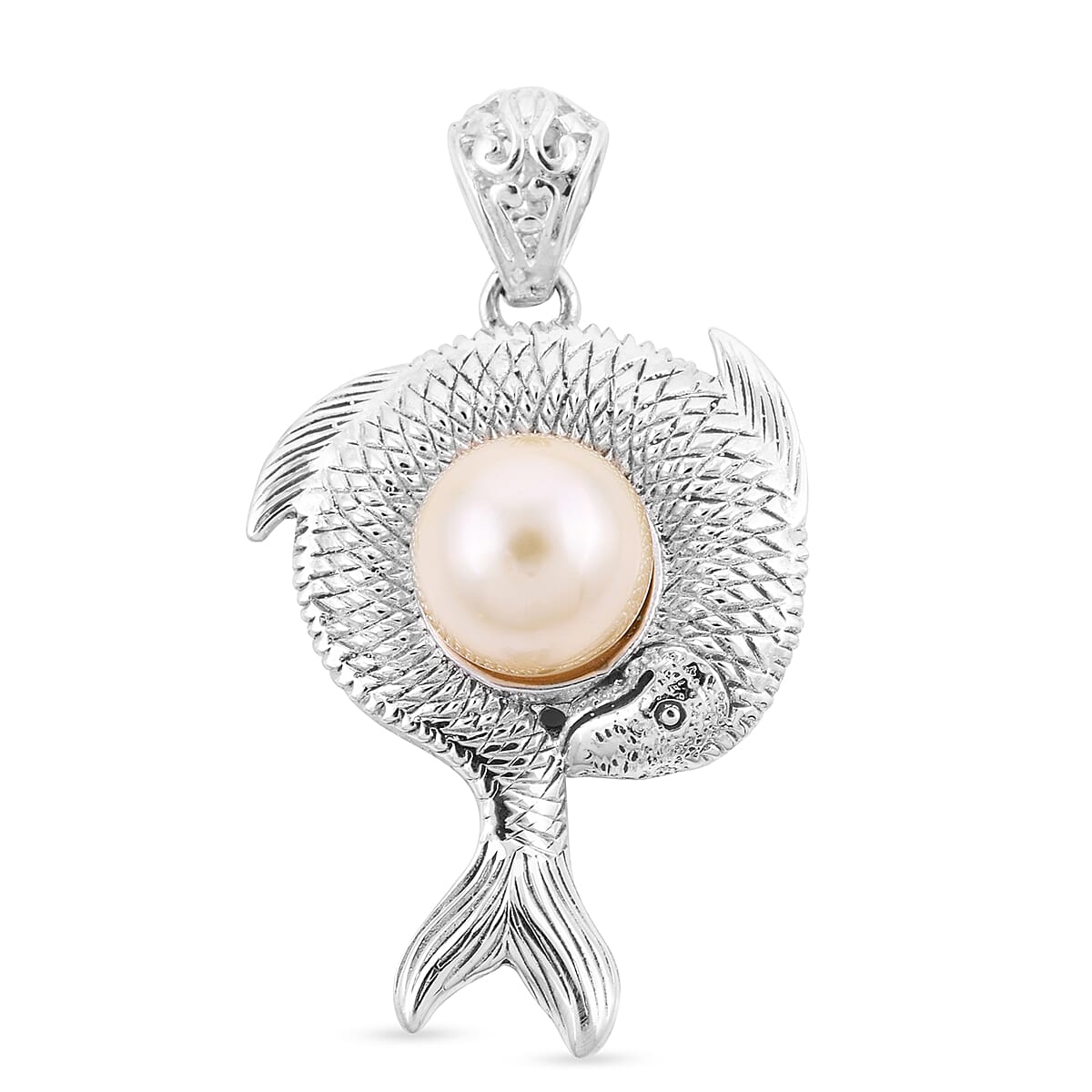 Royal Bali Collection - South Sea Pearl Fish Pendant in Sterling Silver, Silver Wt. 9.70 Gms