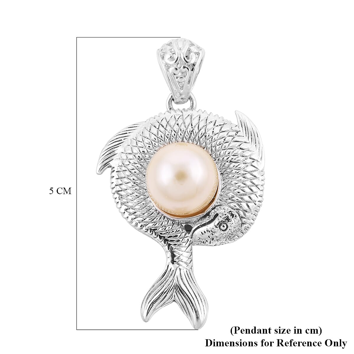 Royal Bali Collection - South Sea Pearl Fish Pendant in Sterling Silver, Silver Wt. 9.70 Gms