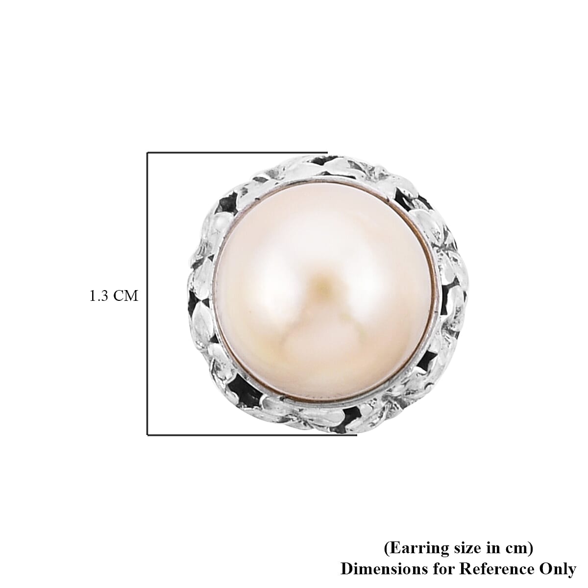 White South Sea Pearl Stud Earrings (with Push Back) in Sterling Silver