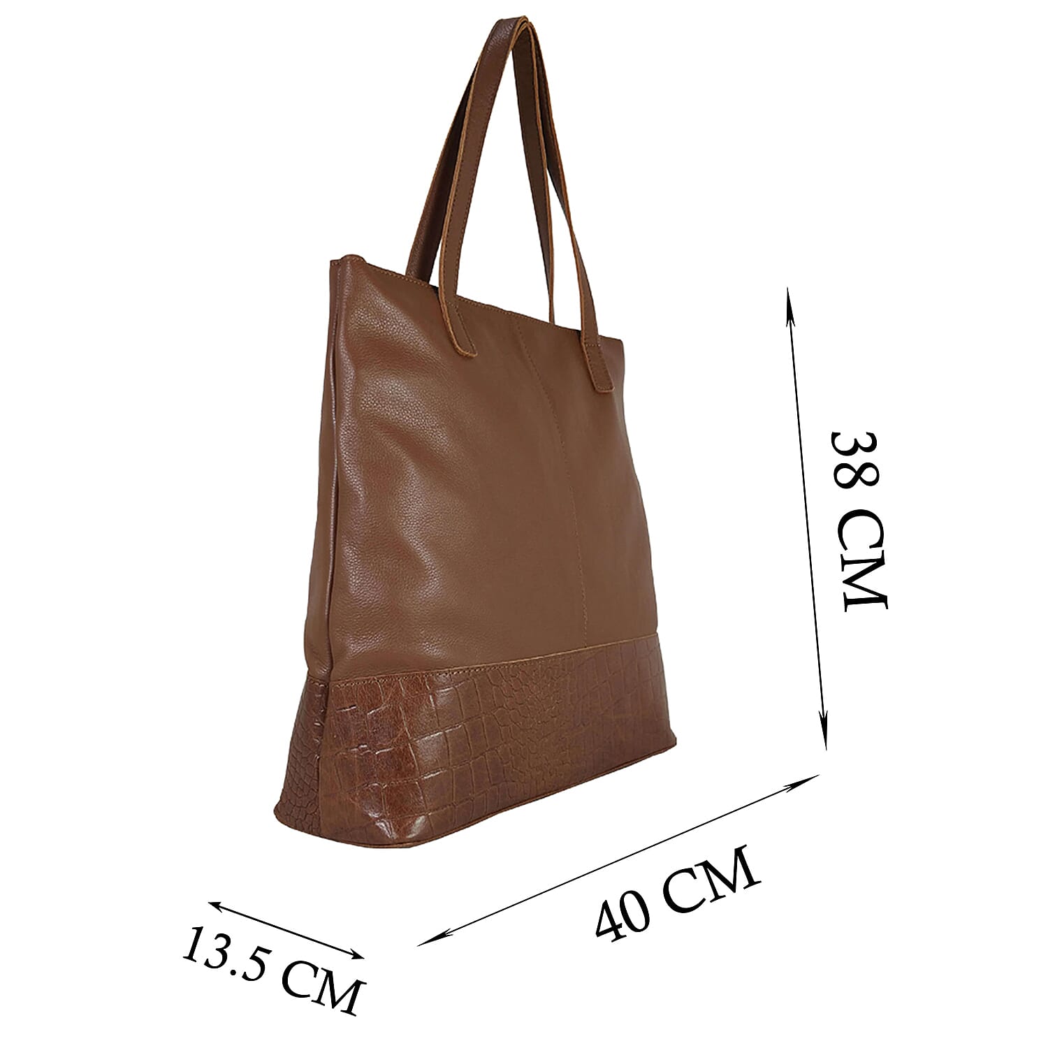 Assots London SIENNA Croc Leather Tote Bag in Black (Size 38x13x35 Cm)