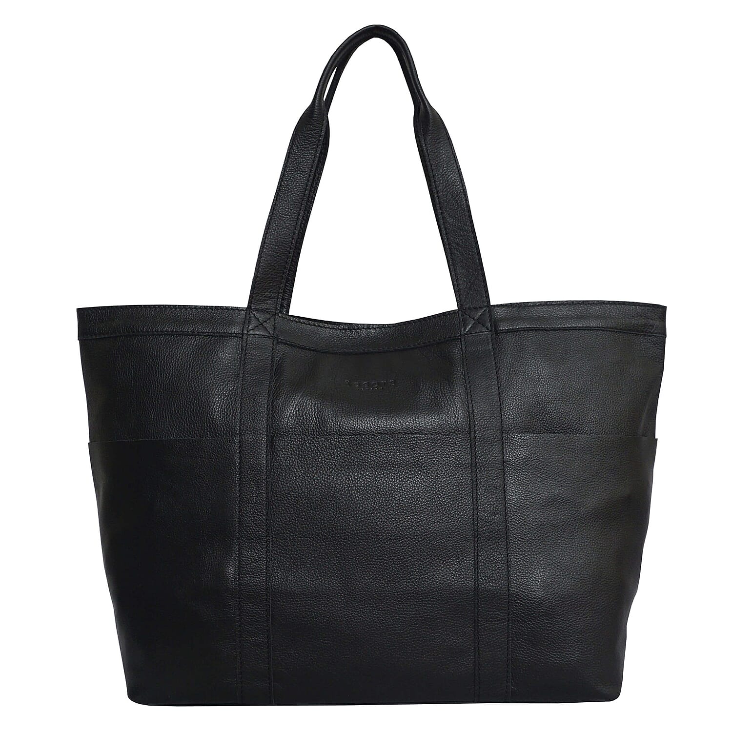 Assots London ALICE Soft Full Grain Oversized Leather Shopping Bag in Black (Size 33x12x29cm)