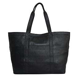 Assots London ALICE Soft Full Grain Oversized Leather Shopping Bag in Black (Size 33x12x29cm)