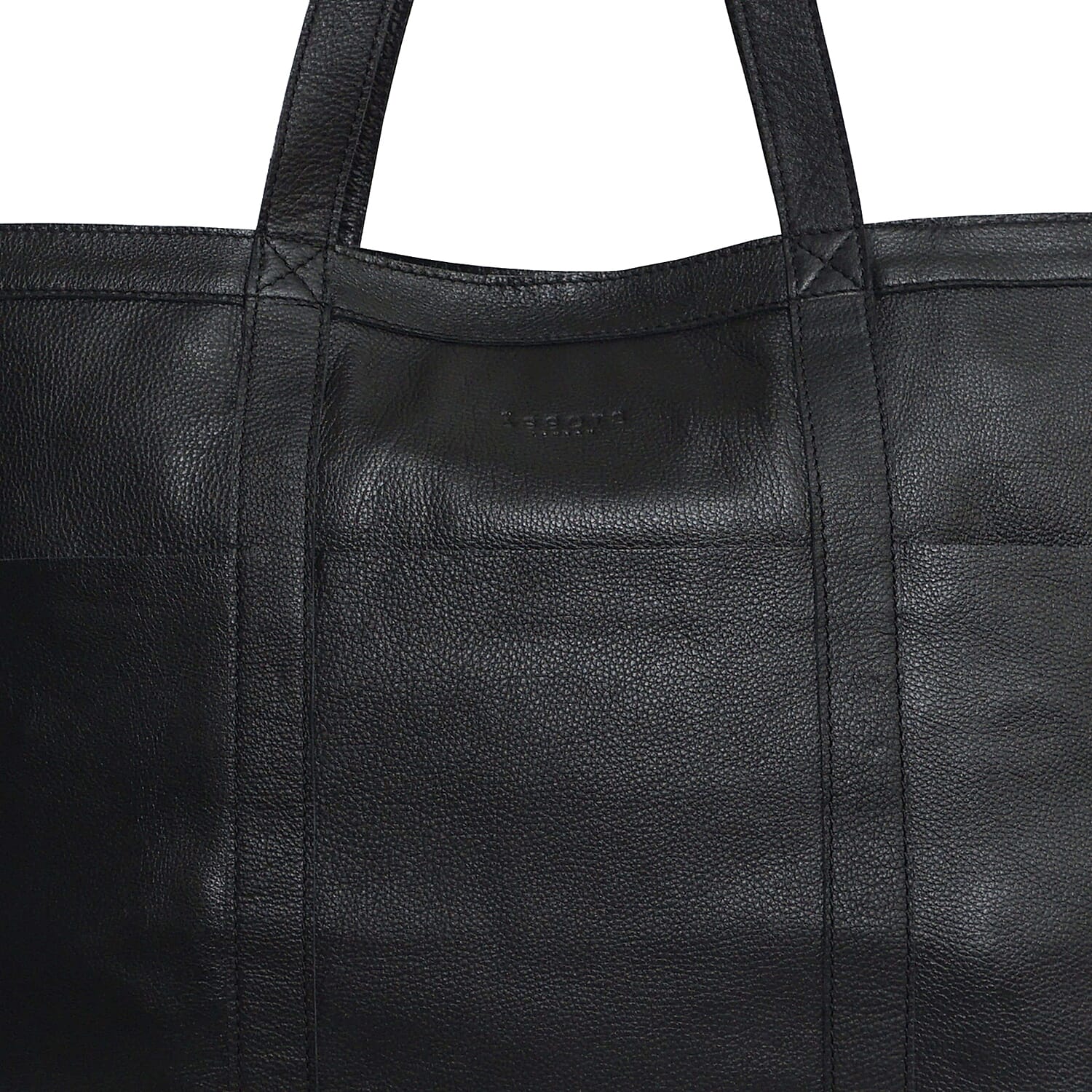 Assots London ALICE Soft Full Grain Oversized Leather Shopping Bag in Black (Size 33x12x29cm)