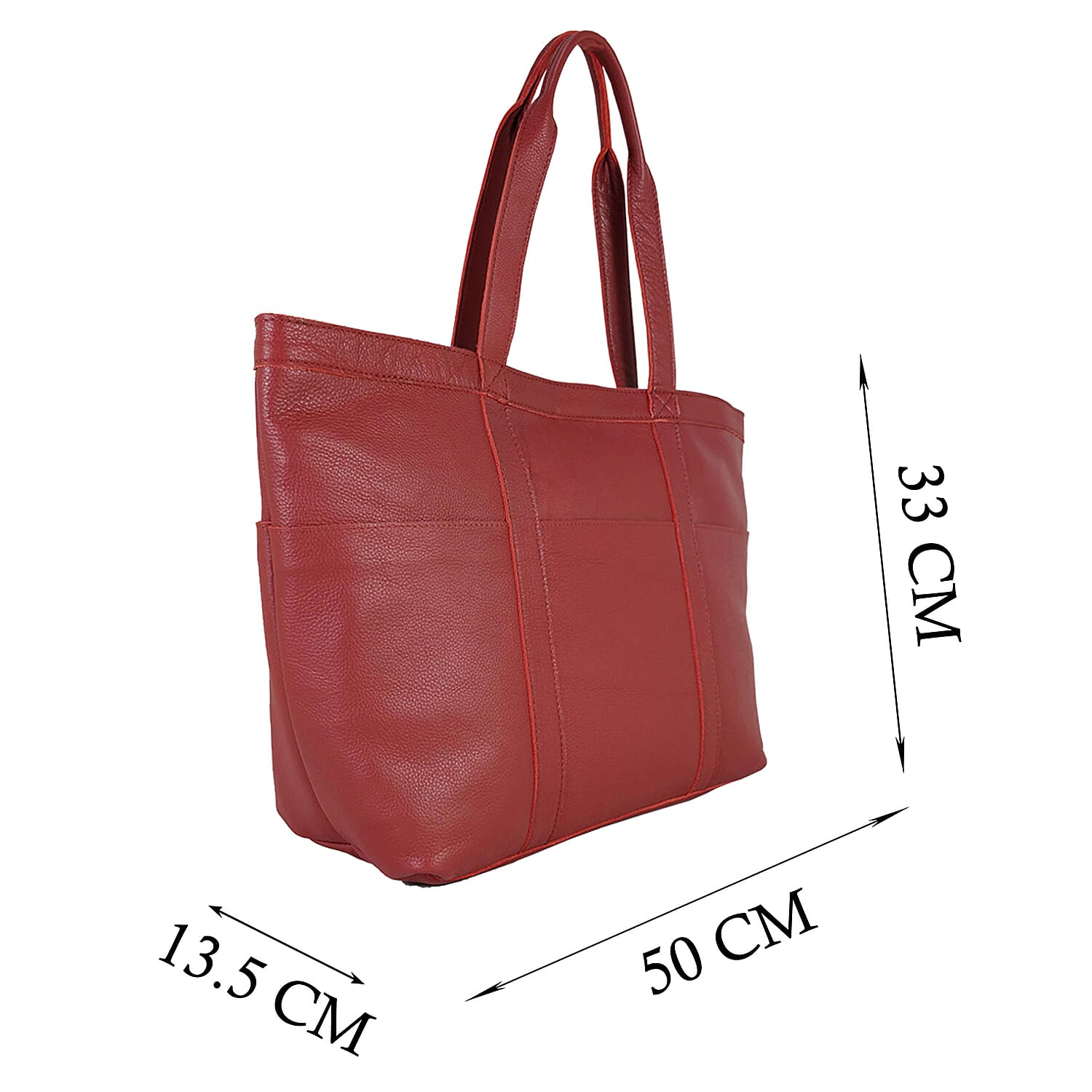 Assots London ALICE Soft Full Grain Oversized Leather Shopping Bag in Black (Size 33x12x29cm)