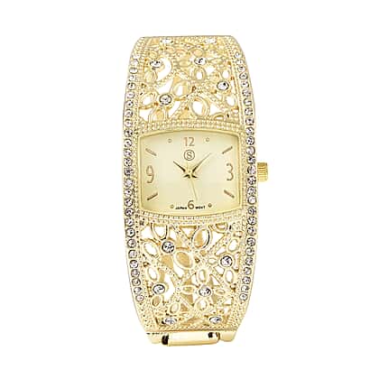 STRADA Japanese Movement Cushion Style Dial White Austrian Crystal