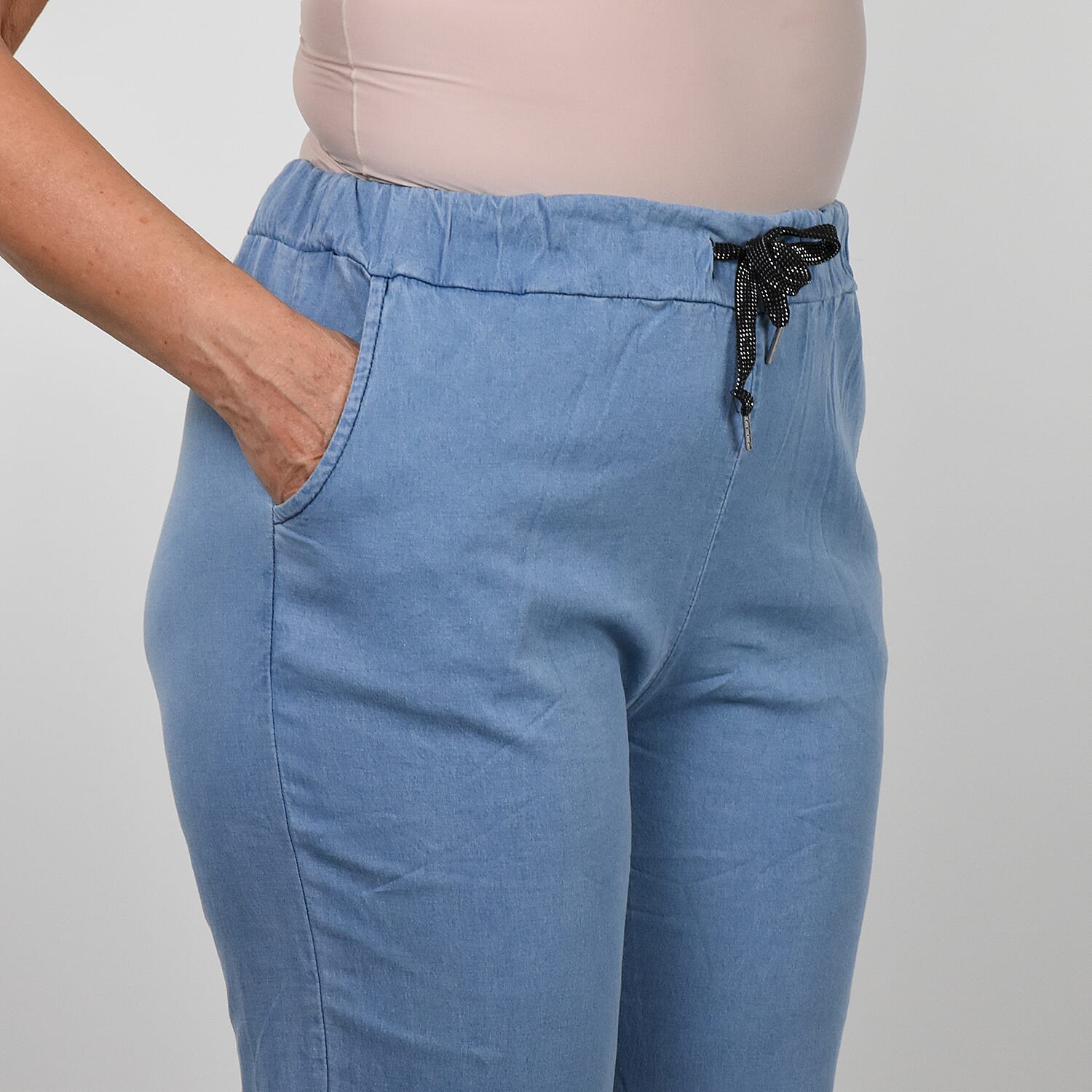 Nova of London Cotton Drawstring Trousers in Light Denim Size up to 18