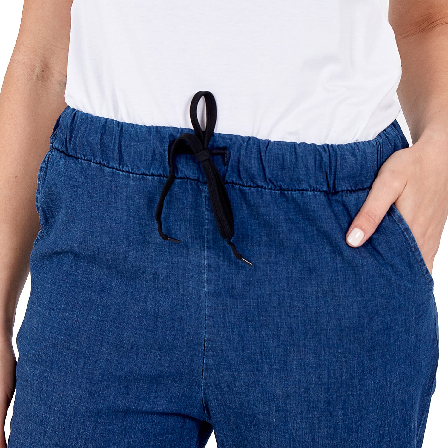 Nova of London 100% Cotton Drawstring Trousers in Navy Blue (Size up to 18)