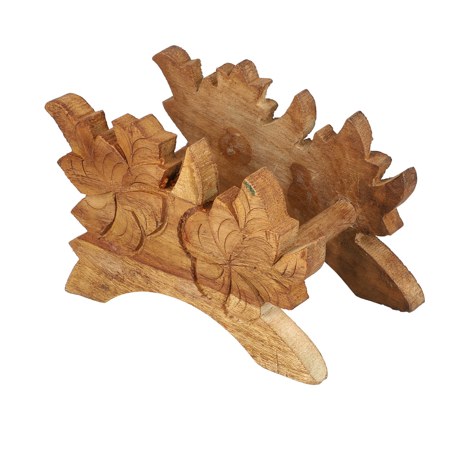 Handcarved Teak Wooden Coasters with Stand