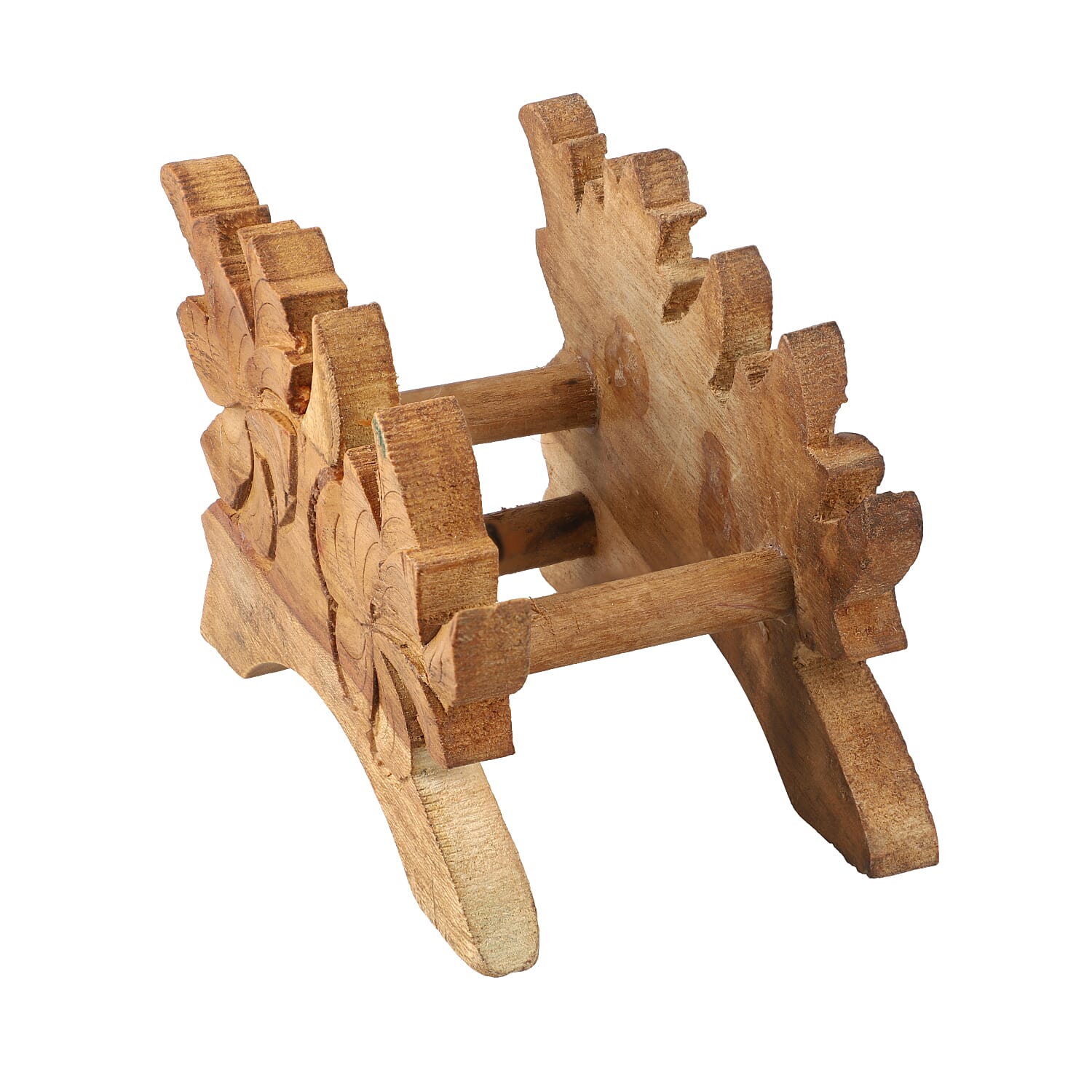 Handcarved Teak Wooden Coasters with Stand