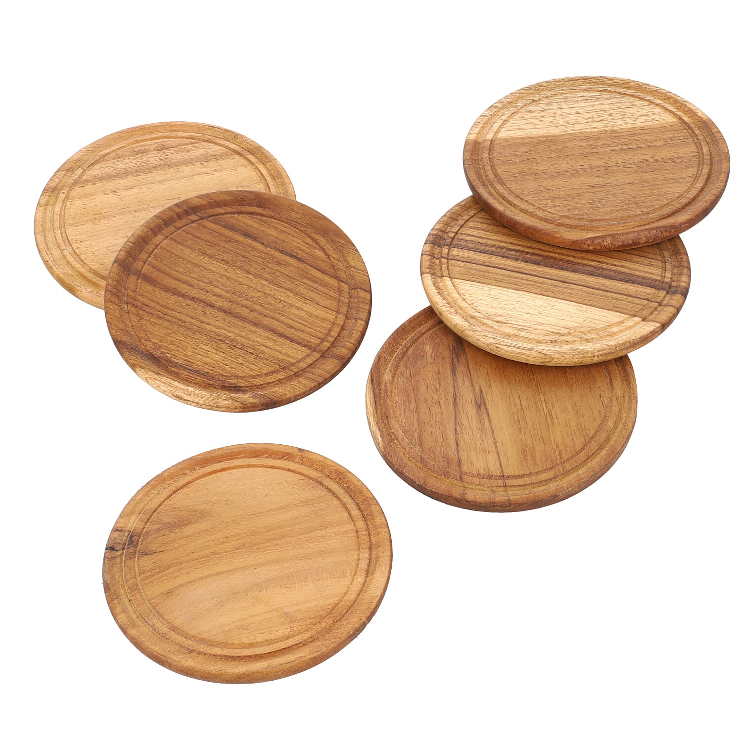 Handcarved Teak Wooden Coasters with Stand