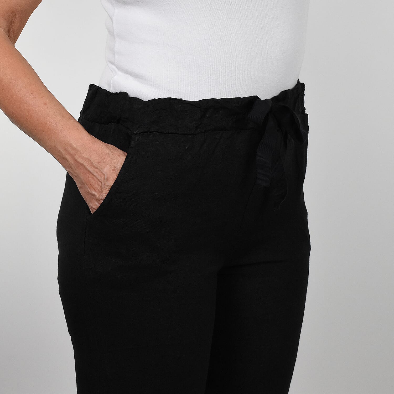 NOVA of London Linen Trousers in Black (Size 8-14)