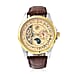 GENOA Automatic Mechanical Movement Skeleton Golden Dial Water Resistant Watch with Brown Strap